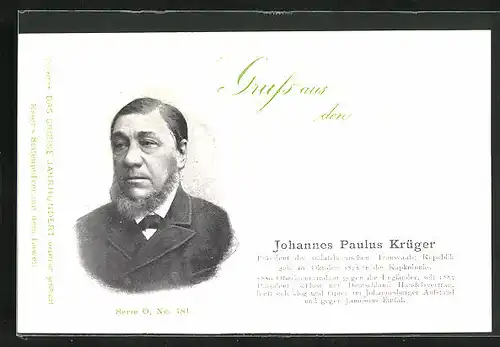 AK Johannes Paulus Krüger, Präsident der südafrikanischen Transvaal-Republik, Geb. 1825, Burenkrieg