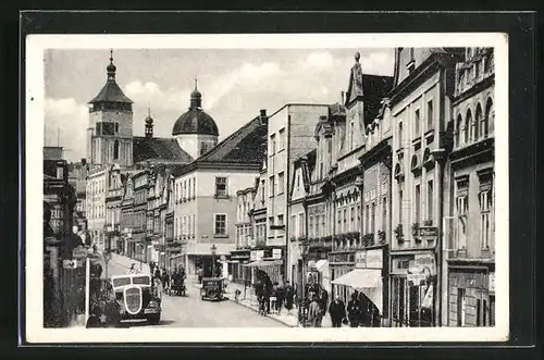 AK Havlickuv Brod, Strassenpartie mit Kirche