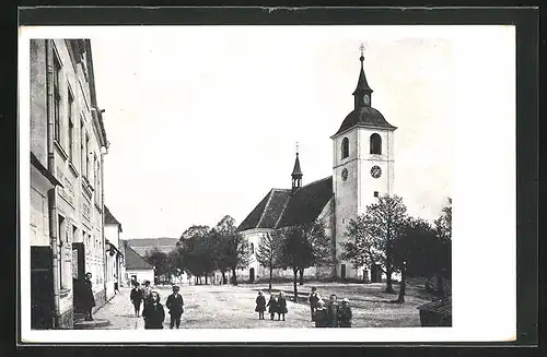 AK Neu-Reichenau, Ortspartie mit Kirche