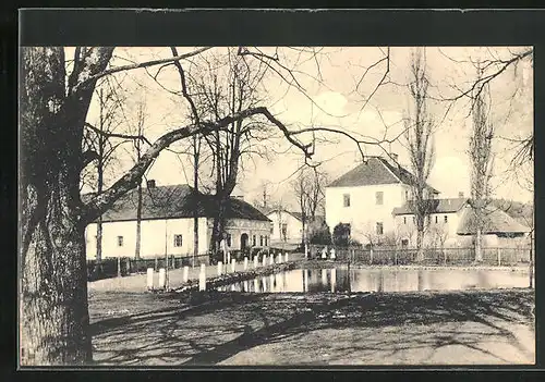 AK Mlade Briste, Kinder am Dorfteich