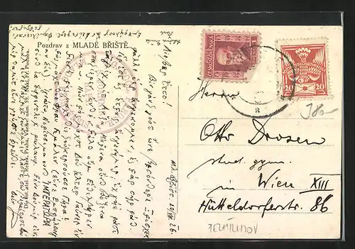 AK Mlade Briste, Strasse im Ortskern