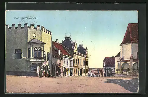 AK Mor. Budejovice, Strassenpartie mit Kindern