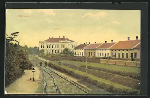 AK Jemnice, Eisenbahngleise am Ortsrand