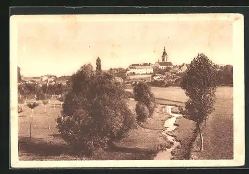 AK Mor. Budejovice, Ort aus der Ferne betrachtet