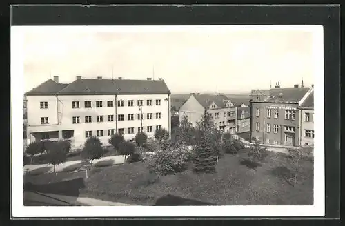 AK Mor. Budejovice, Blick auf Gebäude im Ort