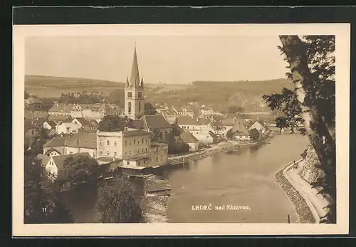 AK Ledec nad Sázavou, Flusspartie mit Kirche