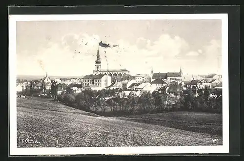 AK Polná, Teilansicht der Stadt mit Kirche