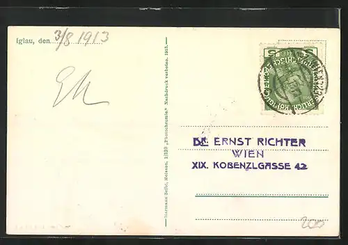 AK Iglau, Wanderweg am Stadtrand