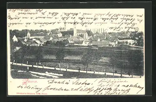 AK Pacov, Strasse am Stadtrand