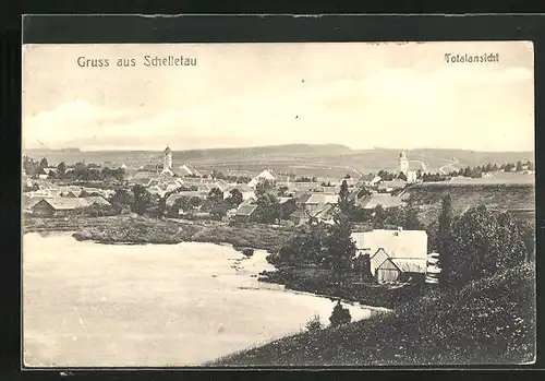 AK Schelletau, Totalansicht vom Ort