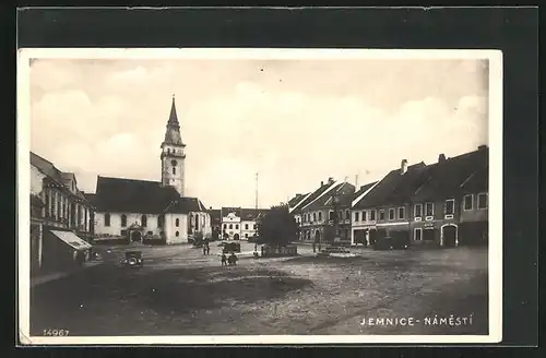 AK Jemnice, Namesti, Markt mit Kirche