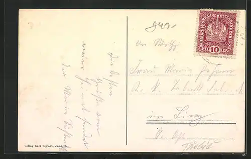 AK Jamnitz, Totalansicht vom Ort mit Kirche