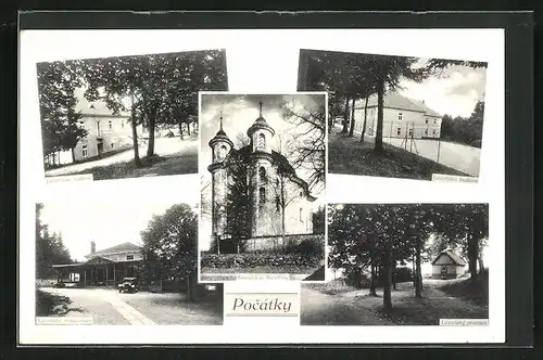 AK Pocátky, Gebäudeansichten, Kirche