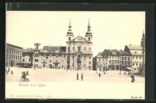 AK Iglau, Marktplatz mit Kirche