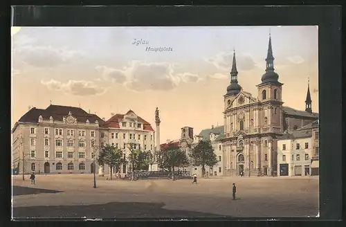 AK Iglau, Hauptplatz mit Kirche