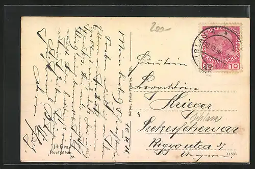 AK Jihlava, Nove Mesto, Ortspartie im Abendlicht