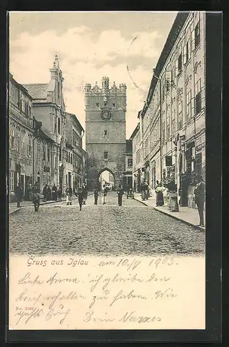 AK Iglau, Hauptstrasse zum Stadttor