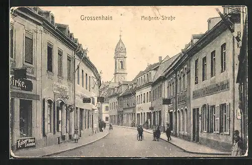 AK Grossenhain, Meissner-Strasse, Kirchturm