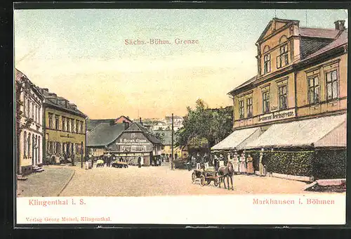 Relief-AK Klingenthal i. S., Restaurant Reichsgrenze