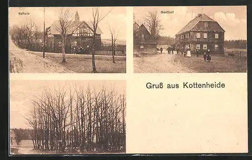 AK Kottenheide, Gasthof, Schule, Bäume
