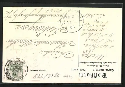 Passepartout-Lithographie Stuttgart, Johanniskirche im Stadtbild, Wappen