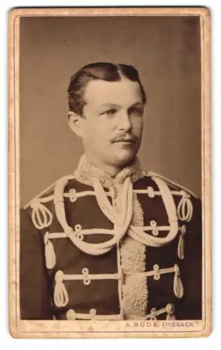 Fotografie Albert Bode, Friesack, Portrait Husar in Uniform