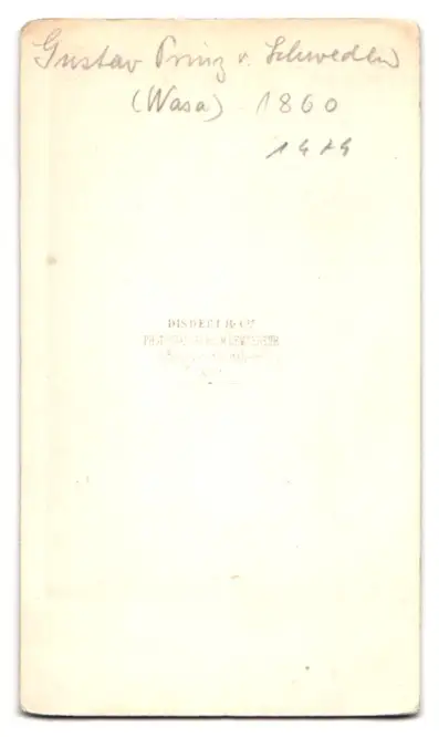 Fotografie Disderi, Paris, Gustav Prinz von Schweden im Frack 1