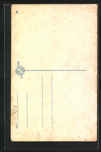 AK Pisek, Grosses Gebäude, Hirsch, Rahmen mit Jagdmotiven