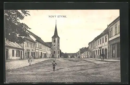 AK Nový Etynk, Namesti, Hauptplatz mit Kirche