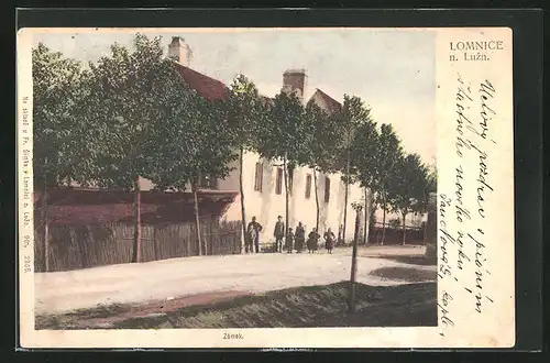 AK Lomnice n. Luz., Zámek, Strassenpartie am Schloss