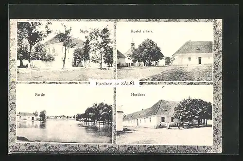 AK Zálsi, Hostinec, Kostel a fara, Skola