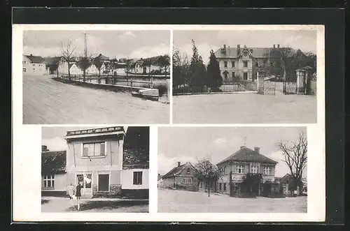 AK Predmerice nad Jizerou, Geschäft von Fr. Vojechosvsky, Gasthaus, Strassenpartie