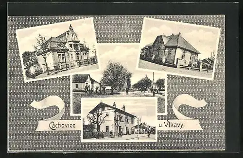 AK Cachovice, Villa, Gebäudeansichten, Strassenpartie