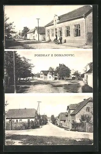 AK Domanovice, Strassenpartien, Gebäudeansicht