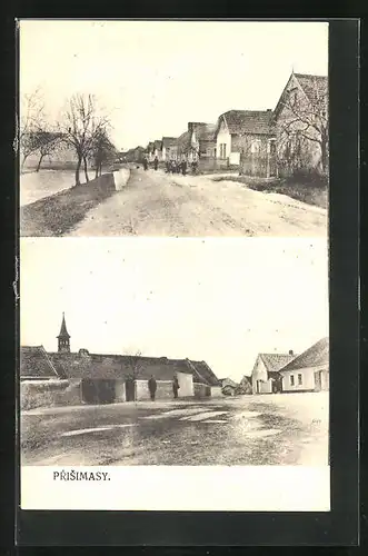 AK Prisimasy, Strassenpartie mit Wohnhäusern, Ortspartie
