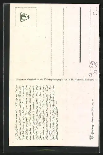 Künstler-AK Otto Kubel: Dornröschen, Vor Zeiten war ein König und eine Königin..., Märchen