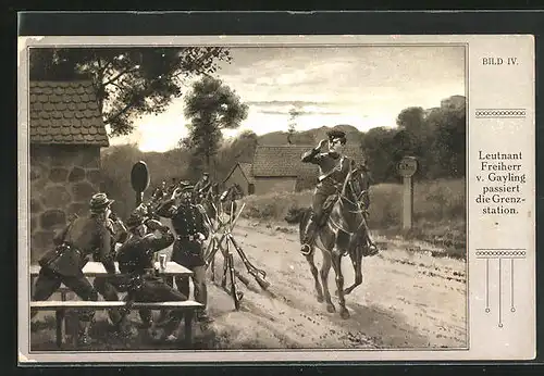 AK Leutnant Freiherr v. Gayling passiert die Grenzstation, Reichseinigungskriege