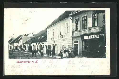 AK Kamenice n. L., Strassenpartie mit Gasthaus