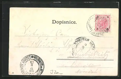 AK Kamenice n. L., Strassenpartie mit Gasthaus