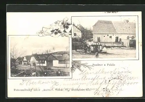 AK Puklice, Hostinec, Strassenpartie