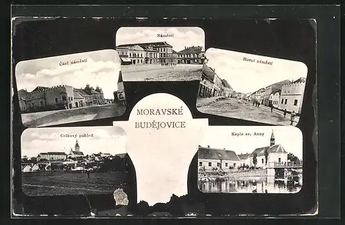 AK Moravske Budejovice, Cast namesti, Kaple sv. Anny, Celkovy pohled