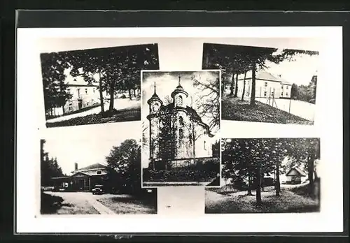 AK Potschatek, Kirche, Gebäudeansicht, Ortspartie