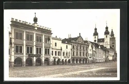 AK Telc, Strassenpartie mit Geschäften