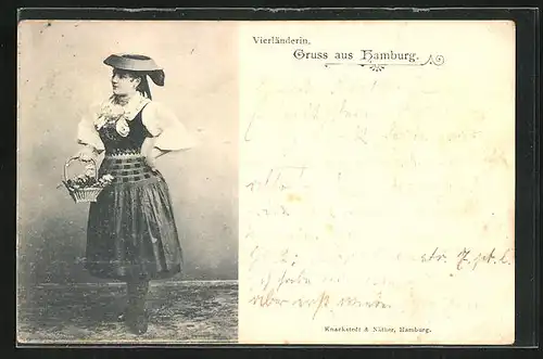 AK Hamburg, Vierländerin, Frau in Tracht
