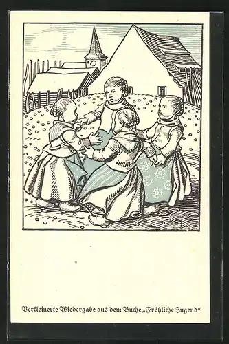 Künstler-AK Rudolf Schiestl: Fröhliche Jugend, Mädchen tanzen Ringelreihen
