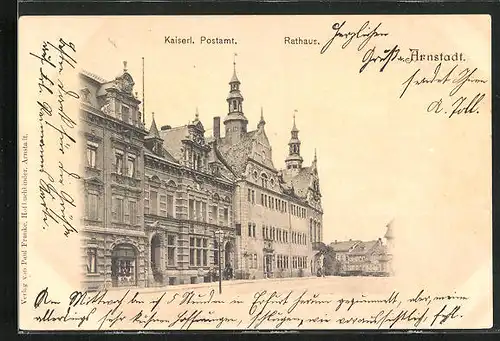 AK Arnstadt, Kaiserliches Postamt und Rathaus