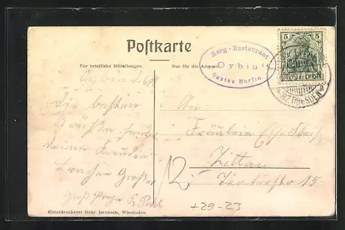 Relief-AK Oybin, Ortspartie mit Kirche