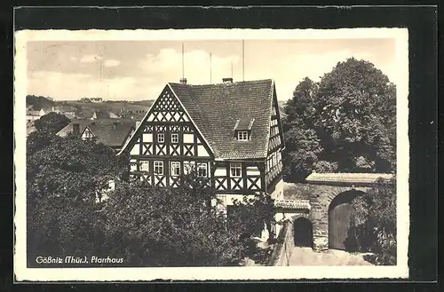 AK Gössnitz /Thür., Pfarrhaus aus der Vogelschau