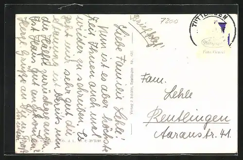 AK Tuttlingen, Ortsansicht von Honberg aus