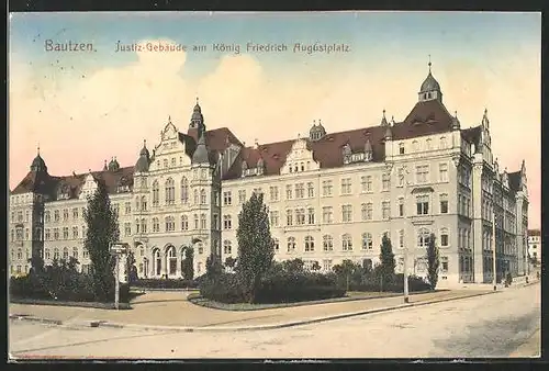 AK Bautzen, Justiz-Gebäude am König Friedrich Augustplatz